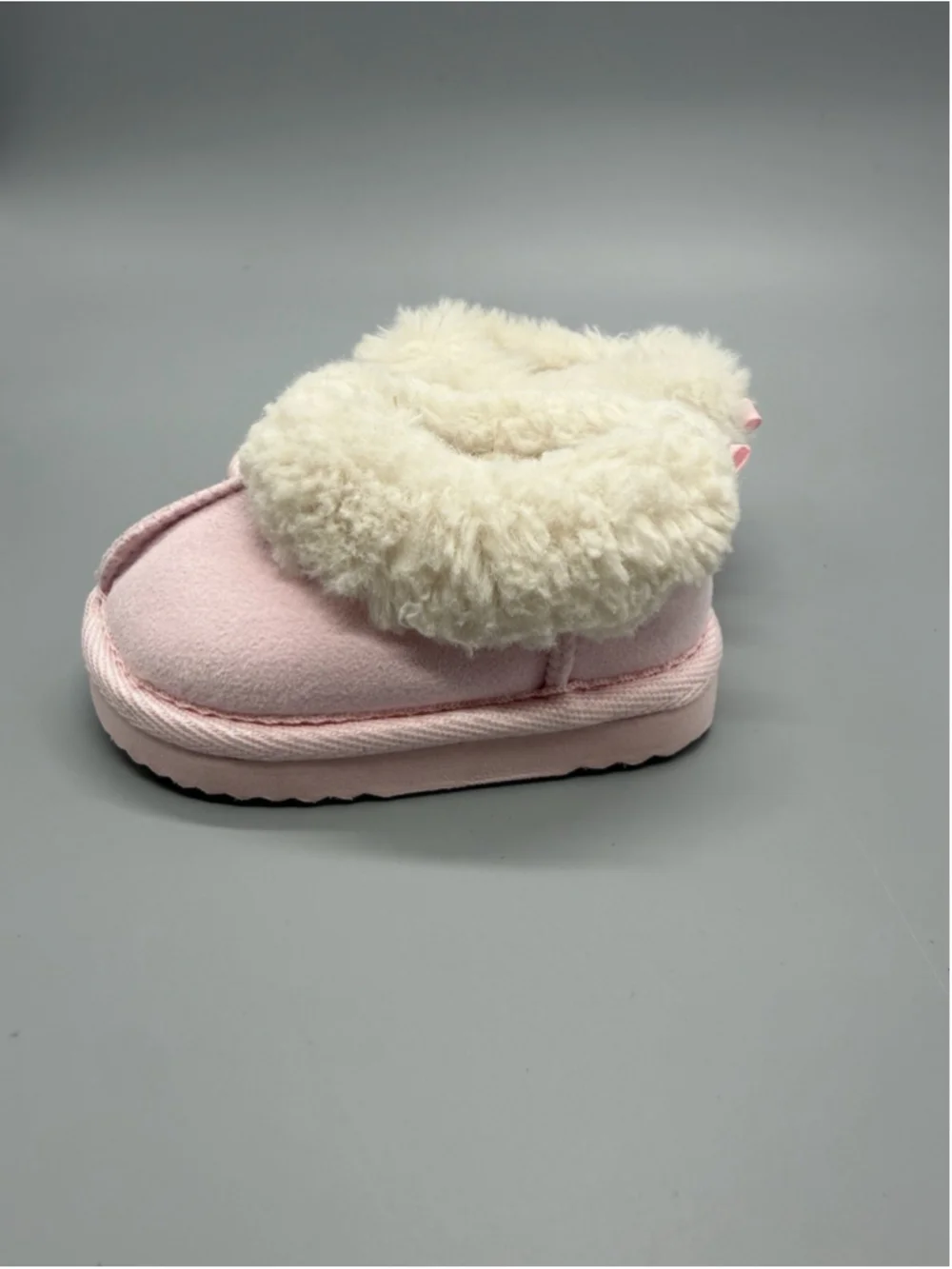 Wonder Nation Pink Faux Suede Bootie Boots Faux Fur Lined Slip-On Girls 3